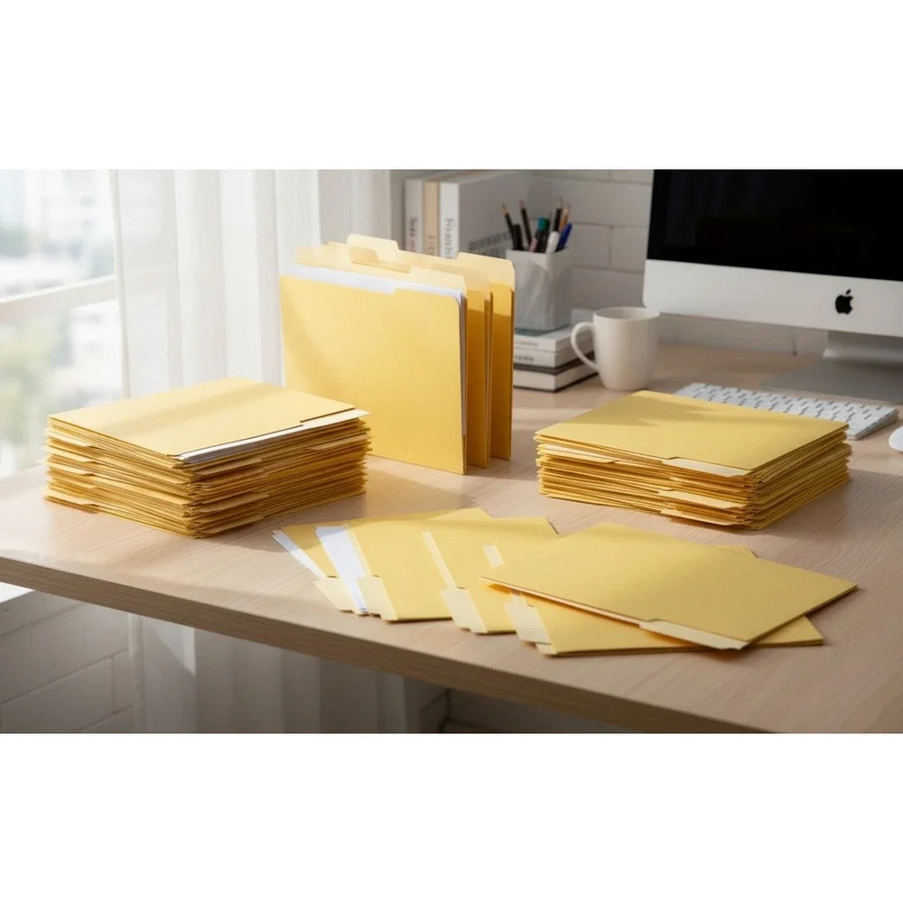 40 pcs Manila File Folders Letter Size 1/3 Cut Tab Yellow Office Supplies